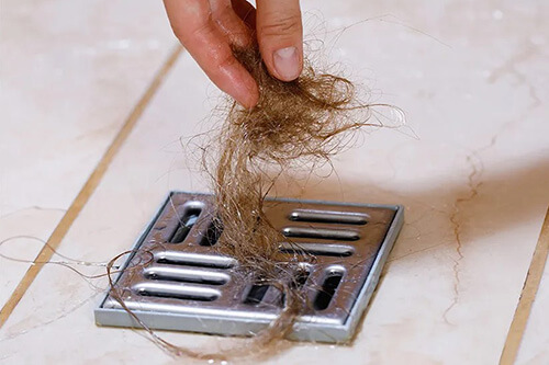 Hair blocking a drain